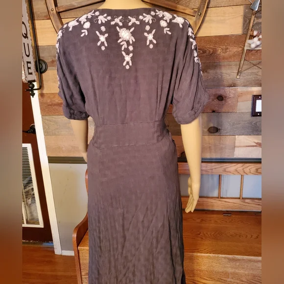 Free People Love To Love You Grey Midi Dress - Picture 9 of 10